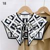 Front Tie Fake Collar For Women Vintage Print Detachable Collars Houndstooth Letter Fake Collar Shawl Wrap Scarf Neckwear Cape