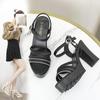 High Heels Sandals, Thick Heels, Waterproof Platform, Versatile, Thin Strap Combination, Summer Soft Leather, Comfortable and Height Increasing Shoes