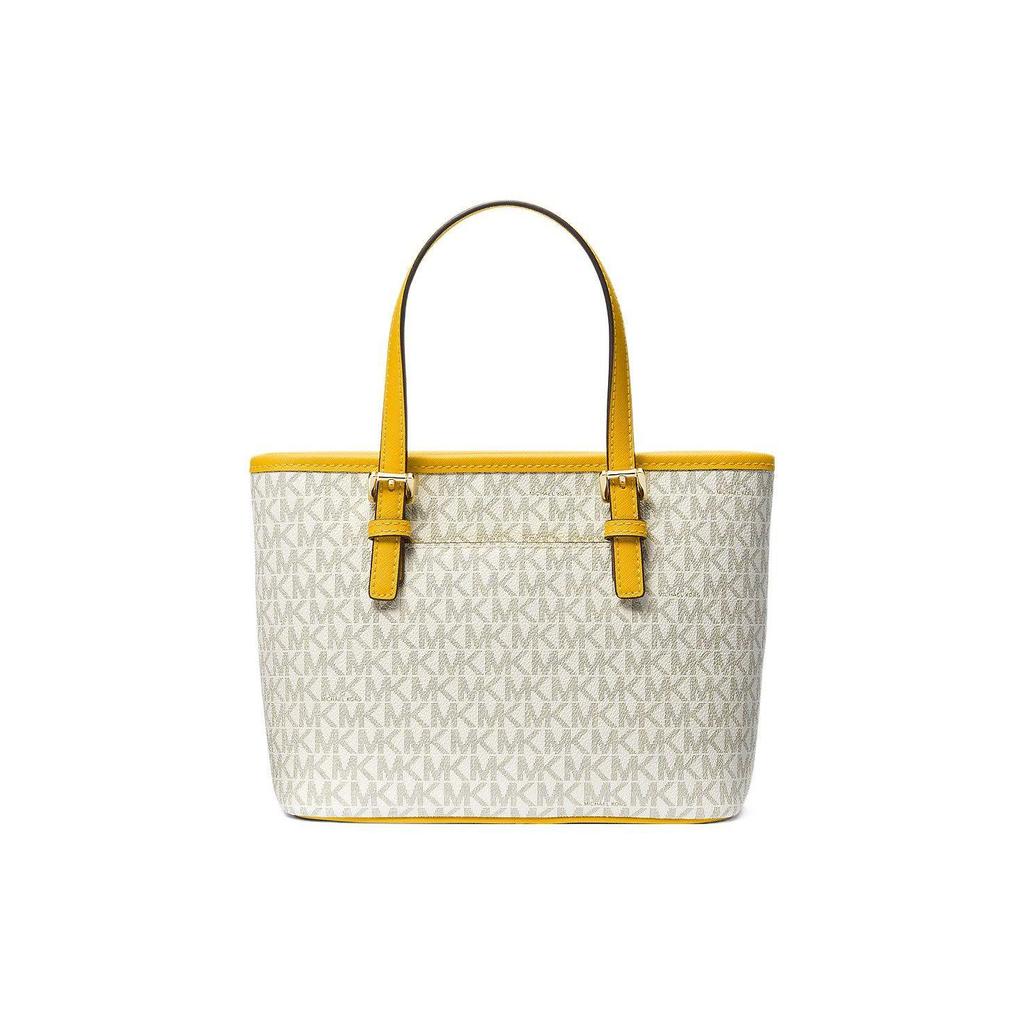 Michael Kors Mk Jet Set Monogram Винтажная Сумка-тоут Сумка для покупок Через плечо Сумка на плечо из покрытого холста Мини Женская сумка-тоут 35T9GTVTOB-JSMN-YLW-MLT