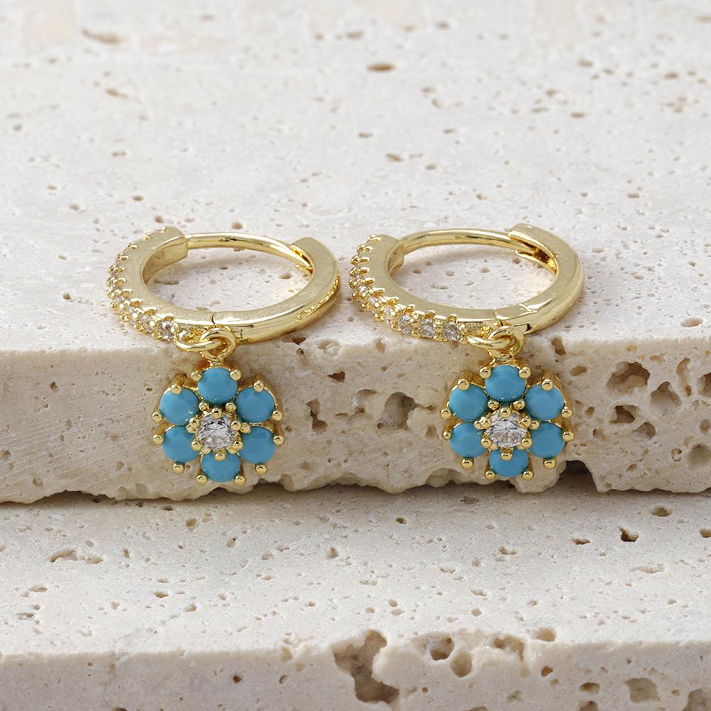 Модные серьги-капли из нержавеющей стали с цветком и цирконием для женщин, французские легкие роскошные серьги с подвеской, изысканные серьги, рождественские украшения