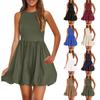 Ladies' Sun Dress Summer Casual Solid Color A-line Sleeveless Tank Top Dress