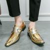 Designer Men's Shoes British Business Casual Leather Shoes Punk Rivet Buckle Strap Loafers Men Square Toe Party Stage Dress Shoe
