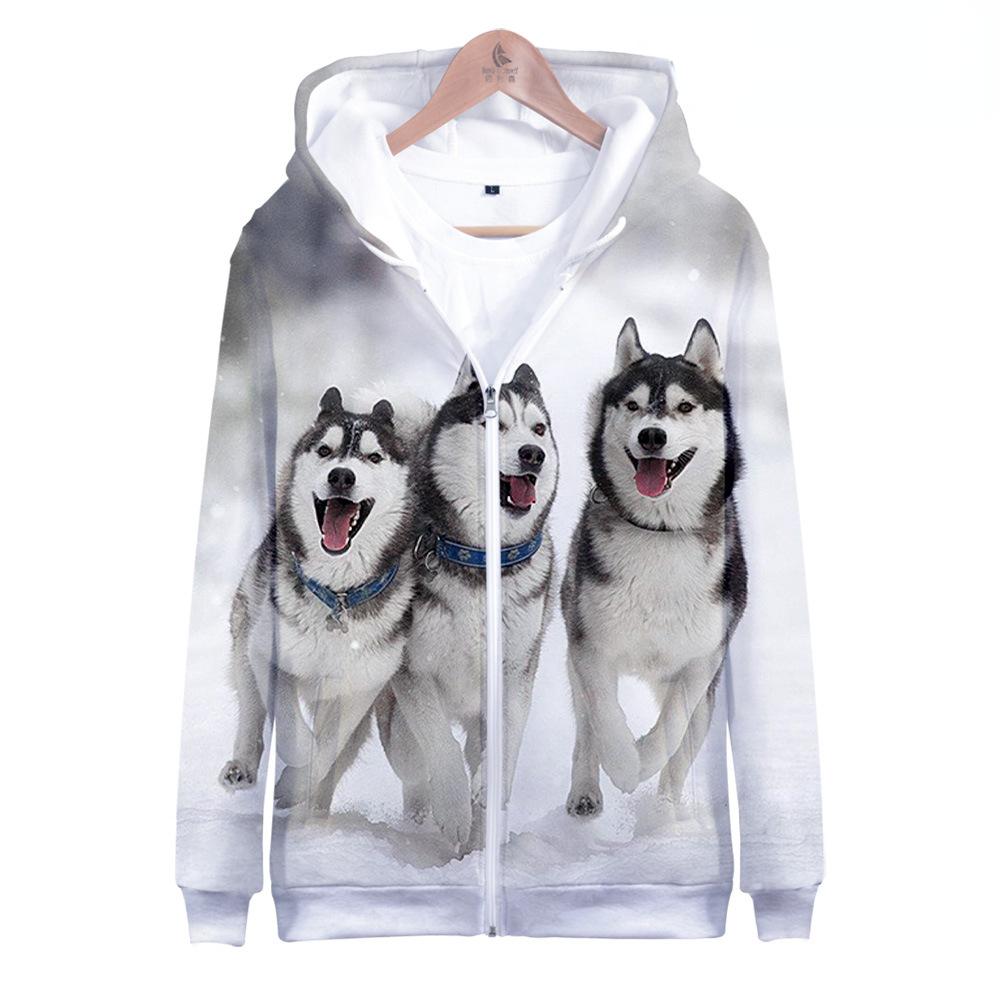 Autumn Dog Husky 3D Print Zip Hoodie Women Men Children Harajuku Sweatshirt Streetwear Hip Hop Zipper Hooded Jacket Male Tracksuit