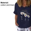 Casual Women T-shirt V Neck Marguerite Butterfly Printed Short Sleeve