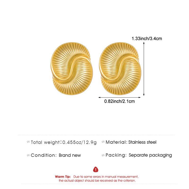 Stainless Steel Geometric Unusual Stud Earrings for Women Prevent Allergy Simple Spiral Texture Earrings Jewelry Bijoux Gift