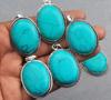 Turquoise Gemstone 925 Sterling Silver Plated Handmade 5 PCs Fancy Pendants Jewelry SEN-14