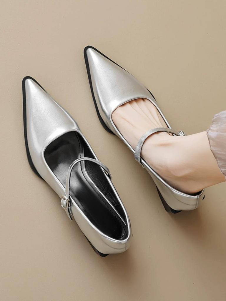 Fashion Woman Fashion Pointy Mary Jane Shoes 2025 Spring New Elegant Pumps Female Sexy Pointed Toe High Heels Thick Heel Party Shoes
