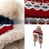 Knitted Fluzzy Russain Hat Trapper Earflap Outdoor Ski Cap  Male Female Thick Warm Winter Beanie Hat Fur Pompom Bomber Hat
