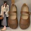 Outer Wear Round Head Splicing New Soft-soled Single Shoes Belt Buckle Flat-soled Women's Mary Jane Shoes Versatile Spring and Summer 2025