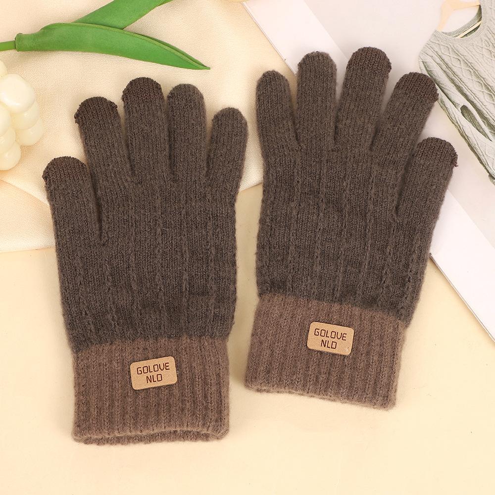 Зимние новые вязаные термоперчатки мужские и женские утолщенные велосипедные шерстяные перчатки с пальцами