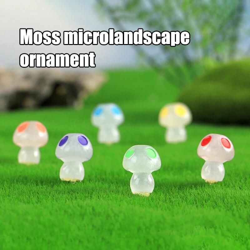 8PCS Mini Glowing Mushrooms Tiny Mushrooms Decoration for Miniature Garden Landscape Dollhouse DIY Crafts Party Ornaments