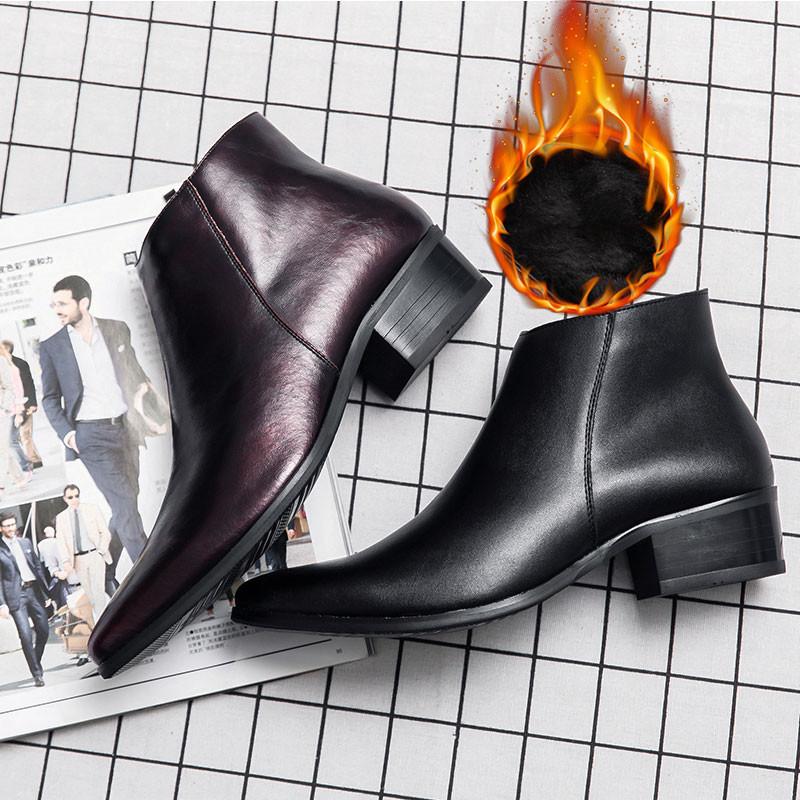 Зимние ботинки «челси», мужская обувь из натуральной кожи, мужские ботильоны, модная брендовая деловая мужская обувь, теплые ботинки «челси»