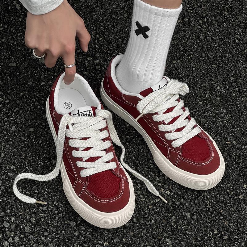 Мужские ковбойские парусиновые туфли Дышащие Тренд Мужские кеды на толстой подошве Тренд Удобные студенческие Скейтборд Кроссовки Обувь