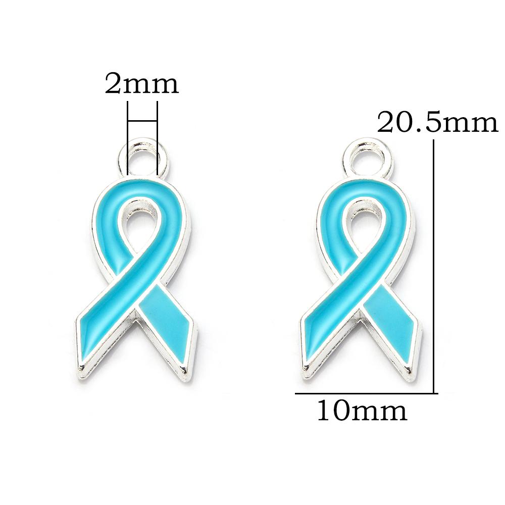 10pcs Alloy Ribbon Charms Breast Cancer Awareness Pendants Enamel Charms For Jewelry Making DIY Necklace Bracelet Accessories
