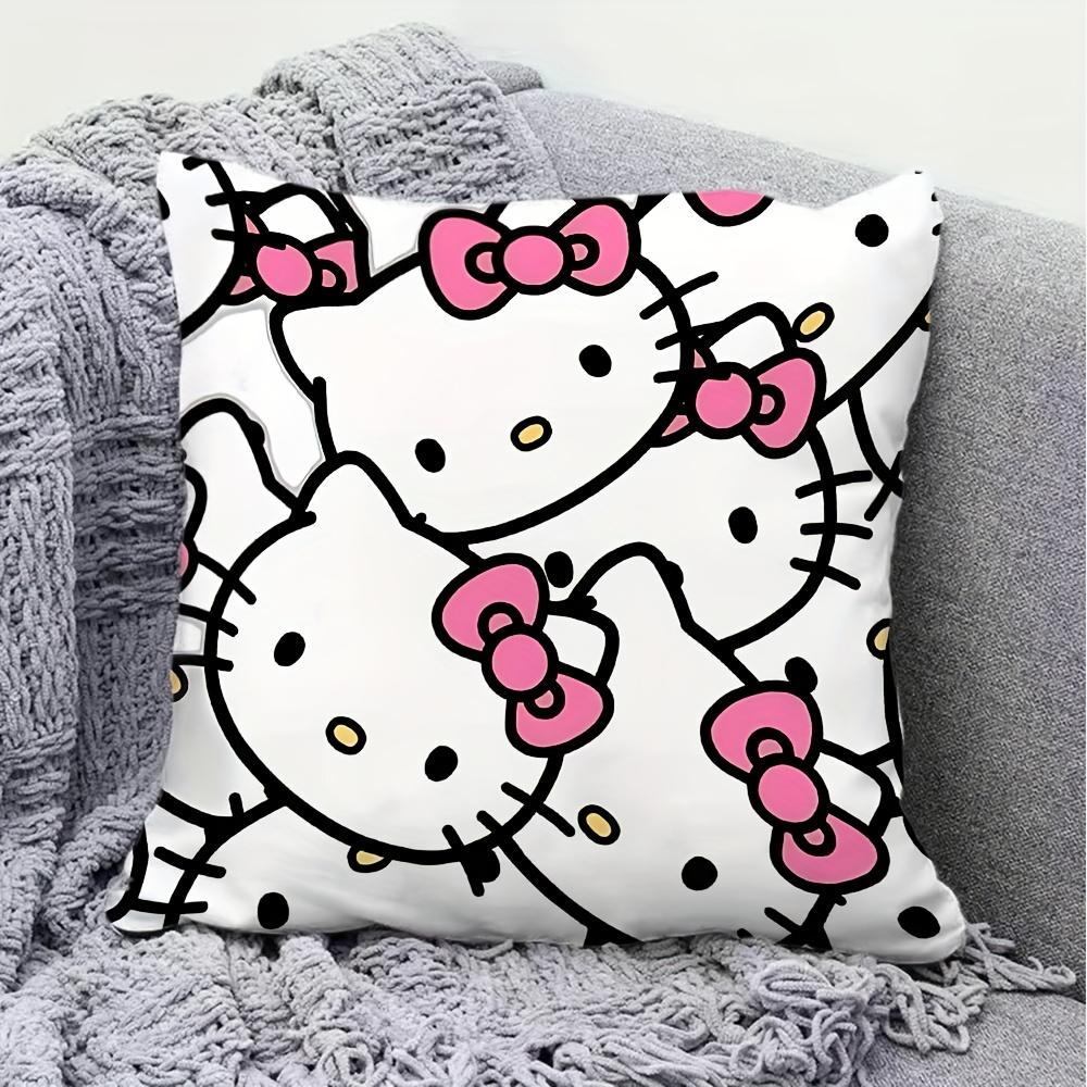 Jit Hello Kitty All-Over Double-Sided Pillow Cover 2D Print Cute Home Decor Sofa Pillowcase Functional Cartoon-Themed Attractive