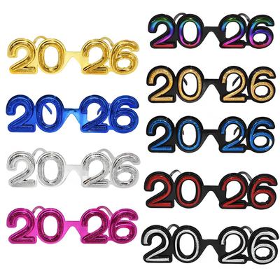 Очки с цифрами 2026 Очки С Новым Годом 2026 Блестящие Солнцезащитные Очки Косплей Реквизит Рождественская Вечеринка Декор Уличные Гаджеты