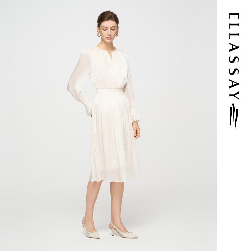 ELLASSAY 2025 Early Autumn French Style Shimmer Flare Sleeve Dress