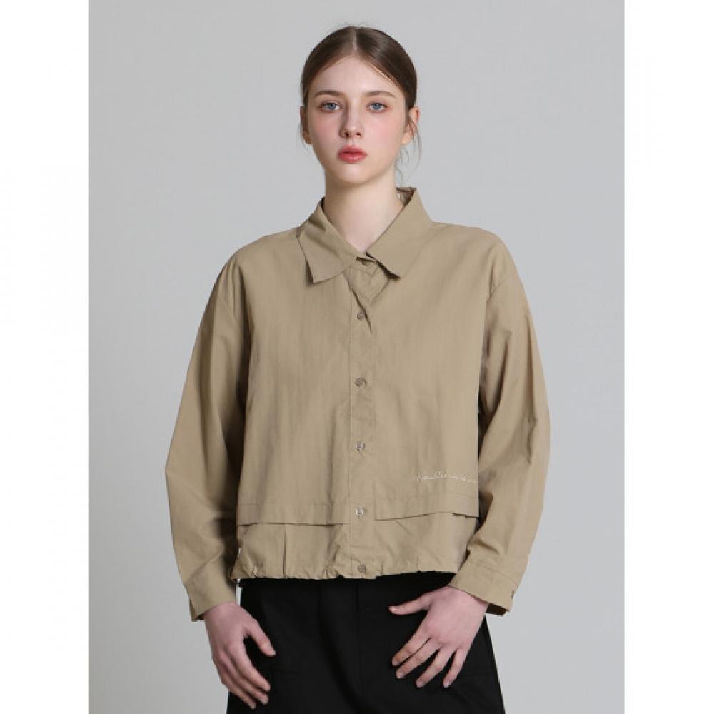 Ozoc Nylon Lettering Stopper Shirt Jacket