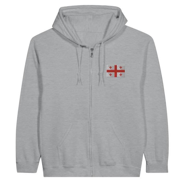 Sweat à capuche - PIXELFORMA - Drapeau de la Géorgie - Gris - Полиэстер-Котон - Zippé