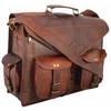 New Men Real Goat Leather Vintage Brown Messenger Shoulder Laptop Bag Briefcase