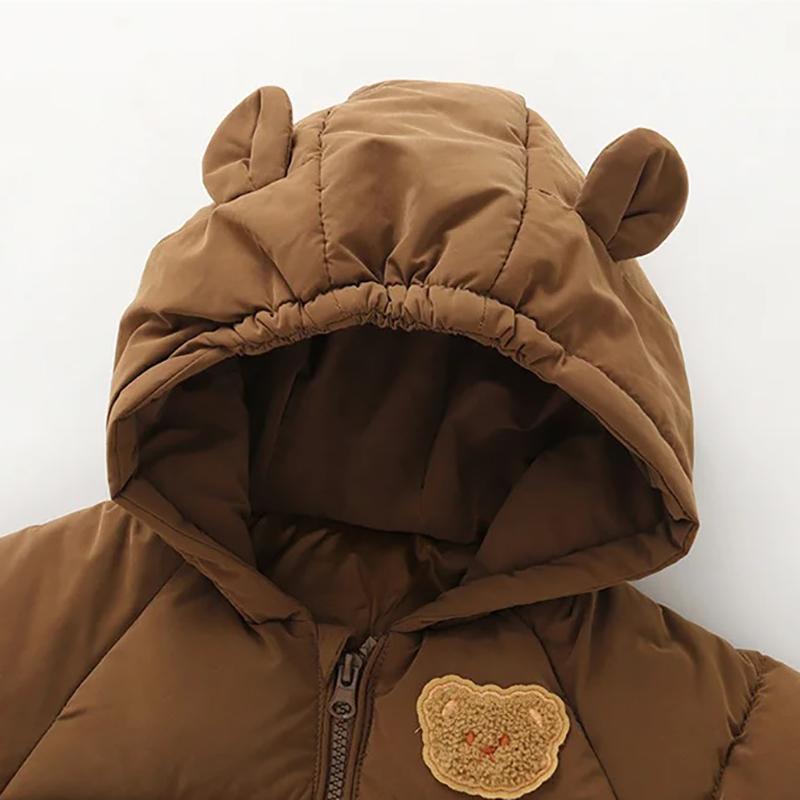 Детское зимнее пальто с рисунком медведя, утепленная хлопковая куртка для мальчиков и девочек, одежда, детский топ с капюшоном, зимняя верхняя одежда, костюм, От 1 до 6 лет