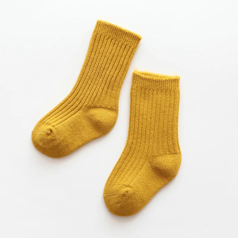 Весенне-осенние детские носки, детские эластичные цветные простые носки средней длины, симпатичные однотонные носки с рисунком в виде ямок