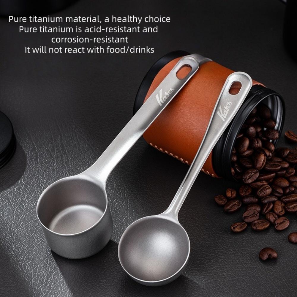 Pure Titanium Measuring Spoon : Coffee Beans/Powder, Milk/Fruit Powder – Baking, Milk Tea Shop Use, Scoop for Baristas, Bakers, Home Cooks KFS-006