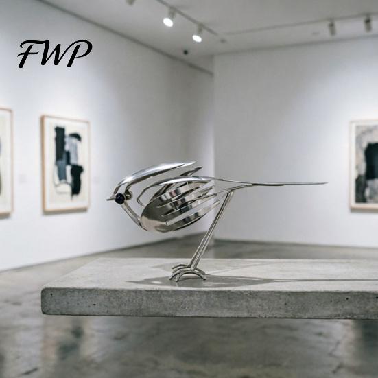 Bird Sculpture Metal Art Sculpture, Handmade Fork And Spoon Figurine, Vintage Rustic Upcycled Cutlery Statue for Indoor Outdoor Home Office