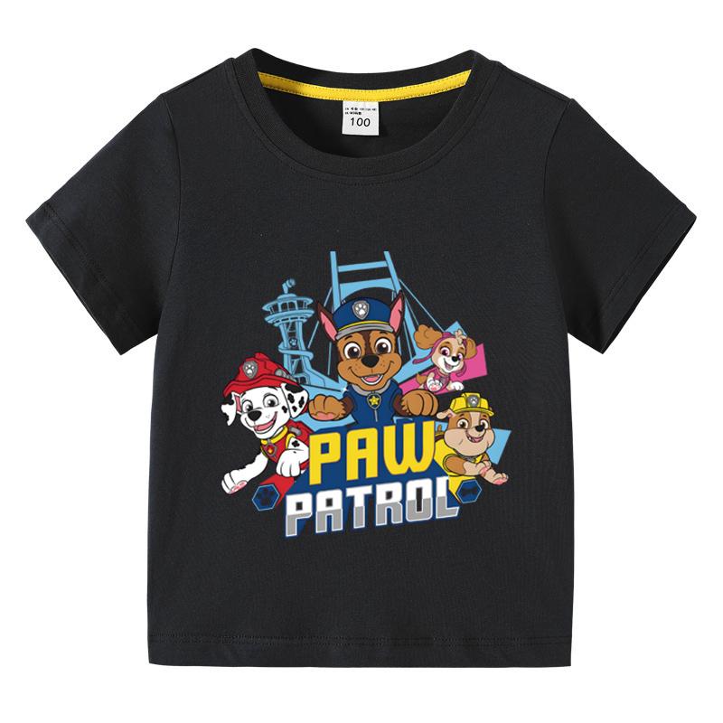 Paw Patrol Kids Clothing Tees Summer Printed Cartoon Fashion Short Sleeve Boys T-shirt Popular Design Children's Tshirt Crewneck