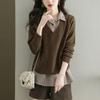 Women's Early Autumn 2025 Two-Piece Knit Shirt - Stylish Fall & Winter Top