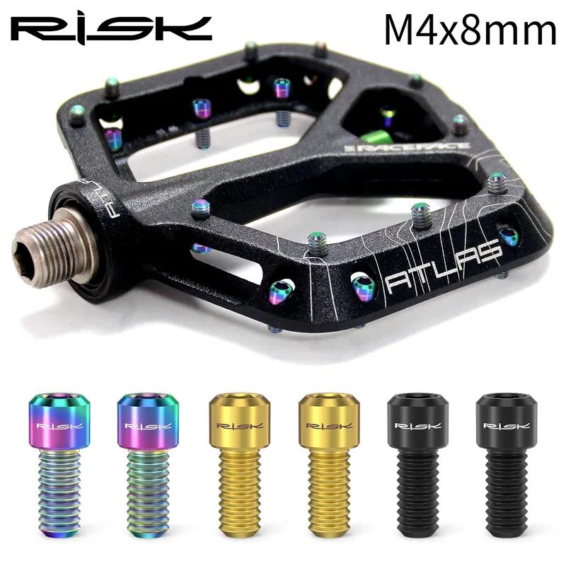 8Pcs M4x8mm TC4 Titanium Alloy MTB Pedal Screws Anti-Slip Bolts for XC AM DH Downhill Bike New