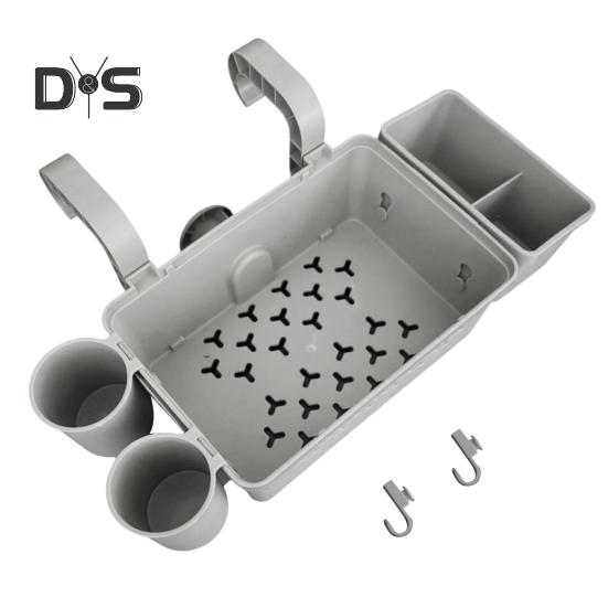 Pool Storage Basket for Above Ground Pools Poolside Storage Organizer with Cup Holder Hook Pool Accessories Holder Fits for Most Frame Pools