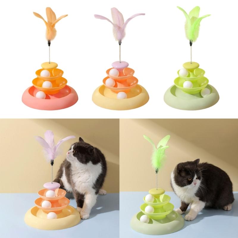Игрушка для кошек с перьями на трассе Кошачья башня Игрушка для взаимодействия с кошками Игрушка для дома Игрушка от скуки для кошек Игрушка для снятия стресса у кошек