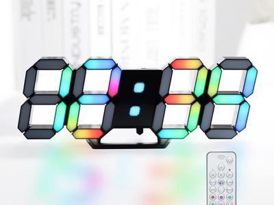 KOSUMOSU многоцветный цифровой 7-цветный светодиодный неоновый RGB настенный стол регулируемый с дистанционным управлением отображением времени функция будильника часы, часы, часы, часы, часы,