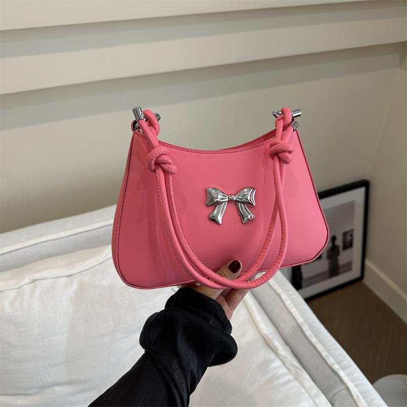 Текстурированный бант Простая новая весенняя повседневная однотонная сумка через плечо на одно плечо подмышку для женщин