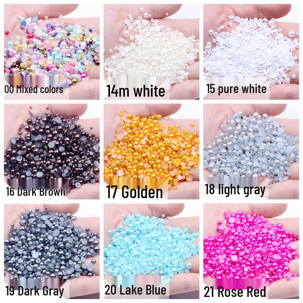 8mm Flat-Bottom Half-Round Imitation Pearls Beads, 100-Pack - DIY Rhinestone Mobile Case Accessories