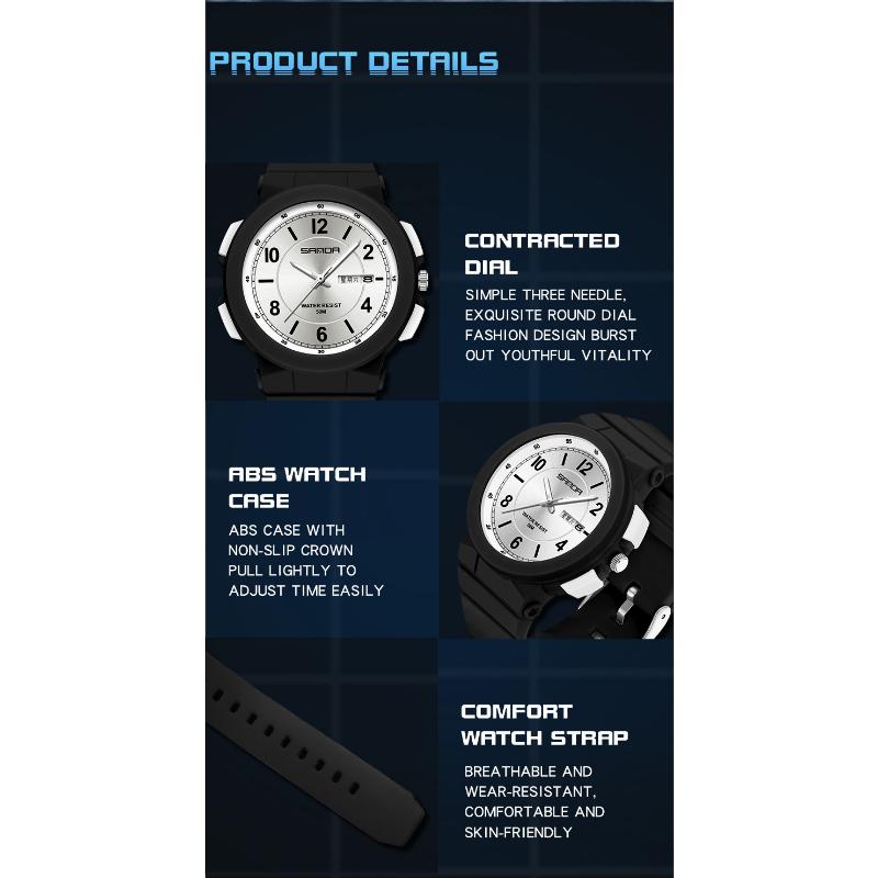 SANDA Новый стиль Электронный счетчик Механизм Двухдневный календарь Модный тренд, Индивидуальные мужские и женские часы для учащихся средней школы