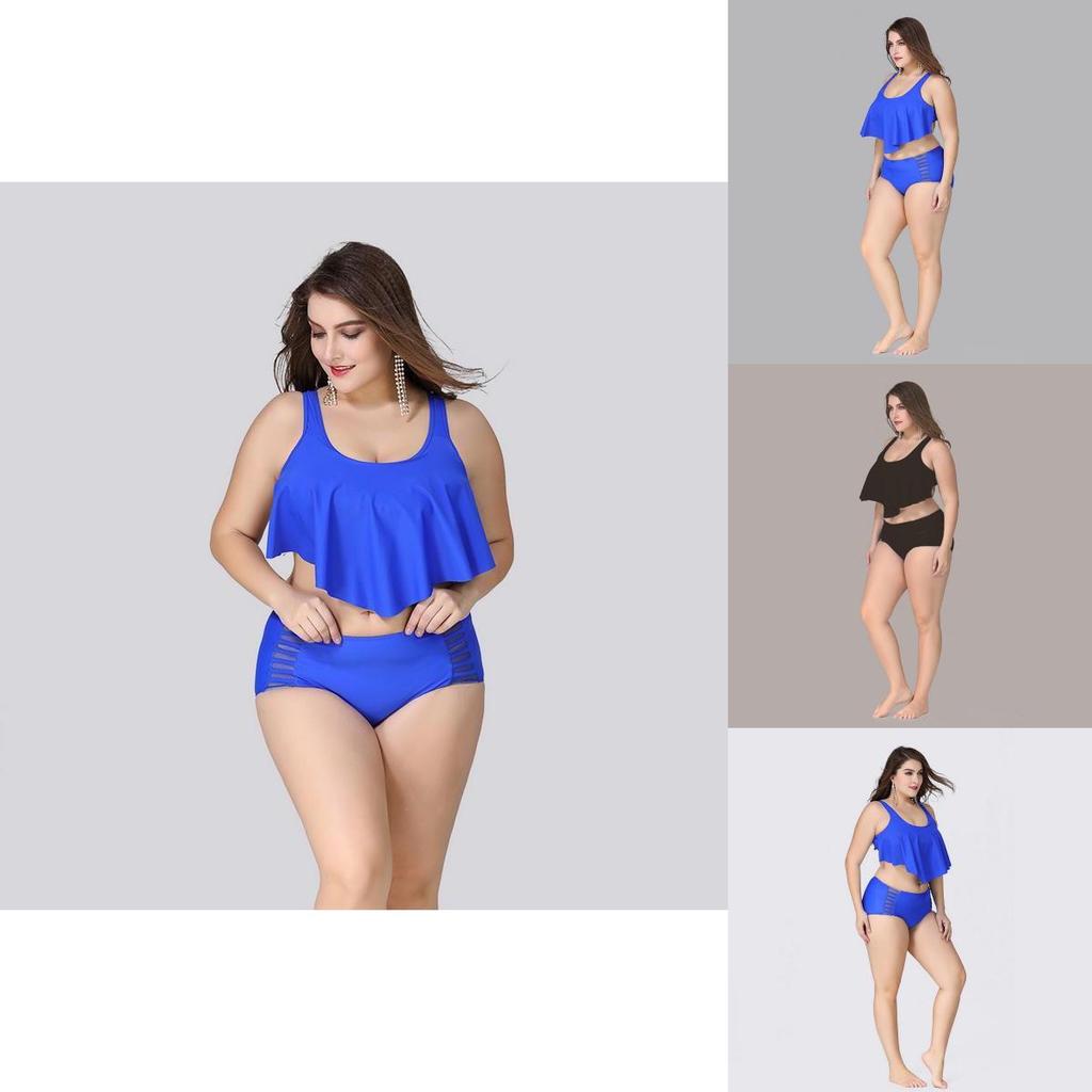 Calofe Sexy Ruffle Bikini Set Large Size For Chubby High Waist Women With Luxurious Fit