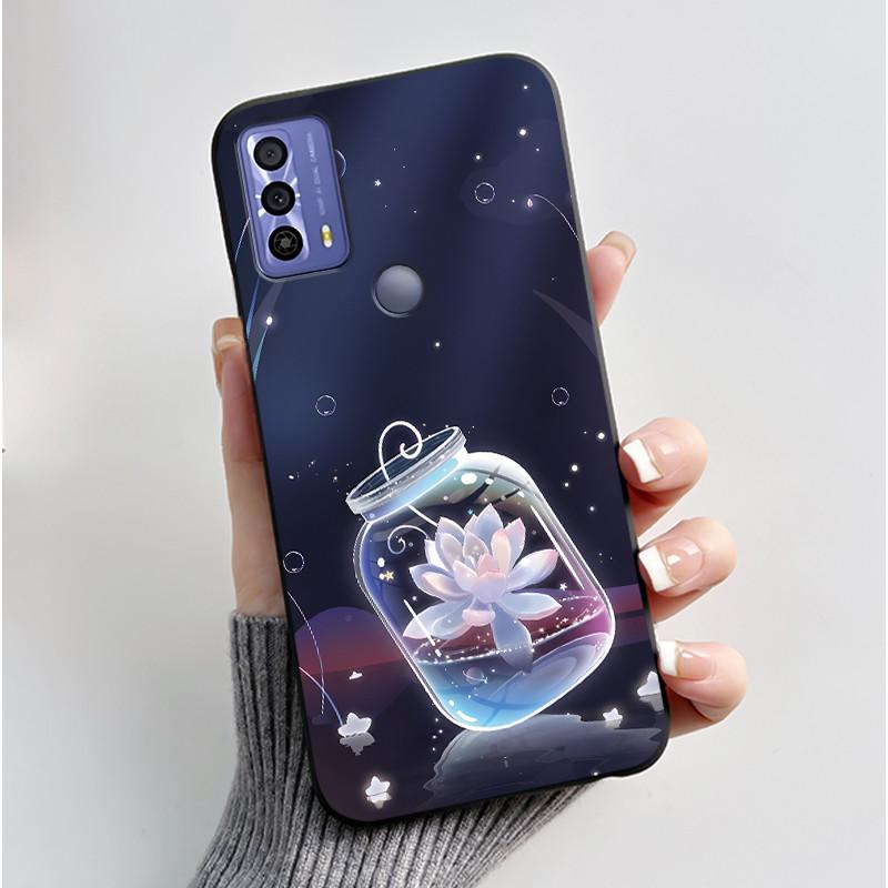 New Design Case For TCL 20B (6159K) Fashionable Black Love Pattern Shockproof Protective Cover Soft Silicone Black Case
