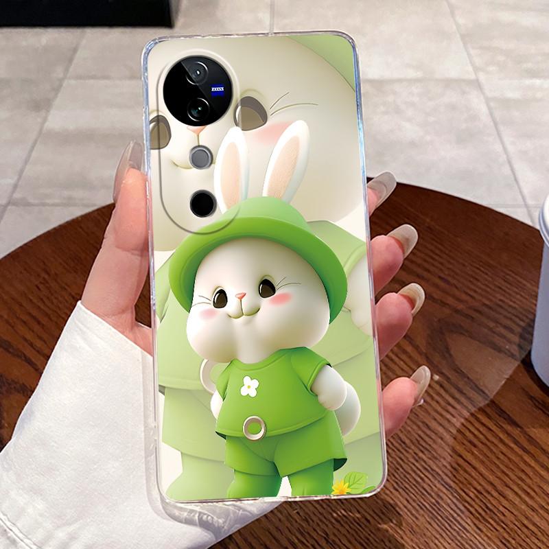 Чехол для VIVO V40 5G Задняя крышка VIVO V40 Pro 5G Милый Кот Любовь Кролик Забавные Мультфильмы Корпус Ультратонкий Прозрачный Мягкий ТПУ Чехол для Телефона