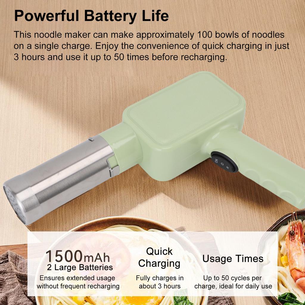 Cordless Handheld Noodle Maker, Portable Electric Pasta with 9 Noodle Molds, 2 Sausage Making Tool, Re able Automatic Noodle Pressing