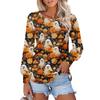 Женские футболки с длинным рукавом и круглым вырезом, принты на Хэллоуин, рубашки с рукавами-фонариками, блузки на пуговицах, топы
