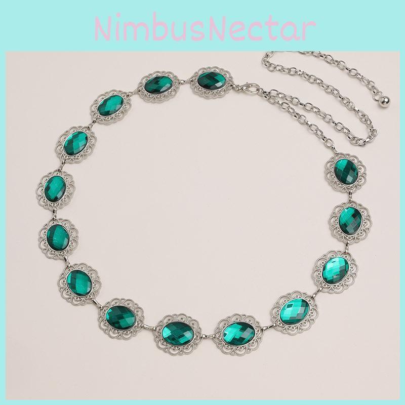 Metal Stylish Hollow Waist Chain With Rhinestone Accents For Women Fashion