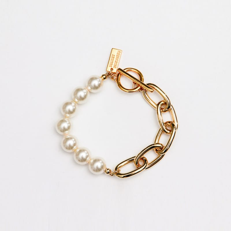 SUNDAY DISCO CLUB PEARL HALF BOLD CHAIN bracelet GOLD