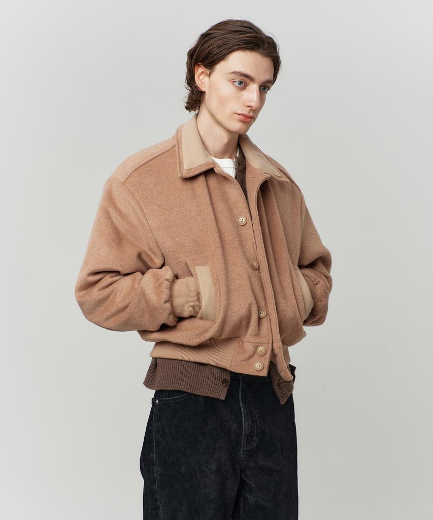 Flawsroom Wool Blend Bomber Jacket Pink Beige