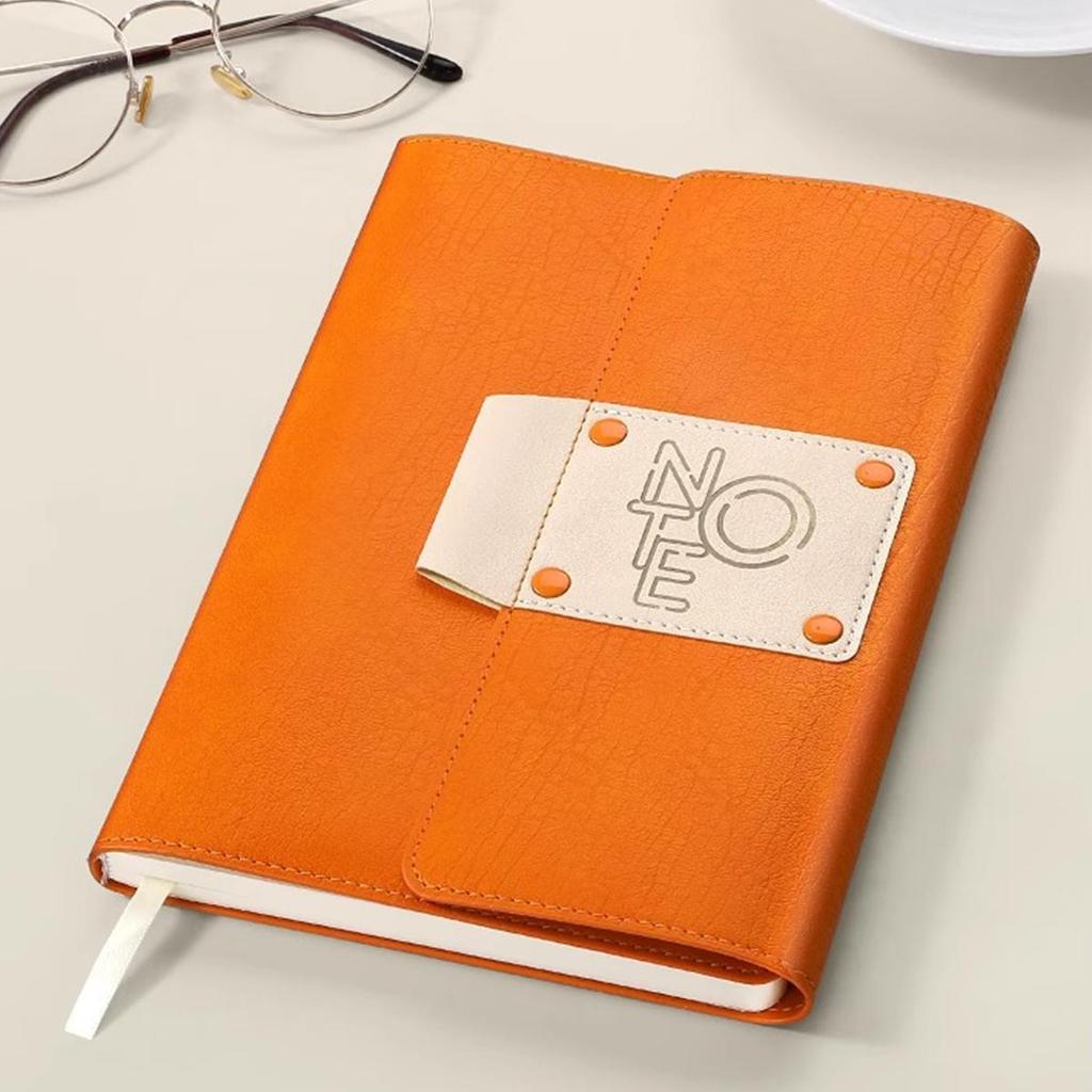 A5 Leather Student Subject Notebook, Thick Diary, Buckle Work Notebook, Business Meeting Record Book, Excerpt Book, Lined Pages, Travel Diary