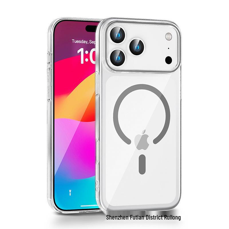 iPhone 17 Pro Max Magnetic Hard Shell Transparent Case with Large Camera Hole