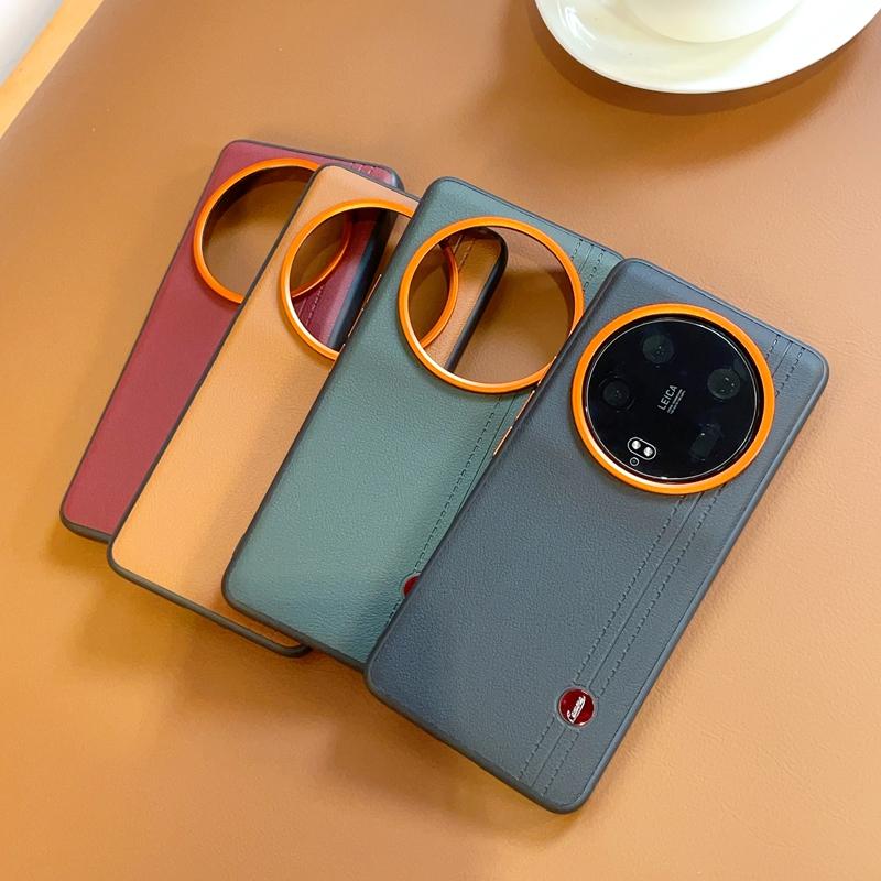 For Xiaomi 13 Ultra/14 Ultra/15 Ultra/ Case Color Clash Luxury PU Leather Skin Protective Back Metal Lens Button Soft Case Cover