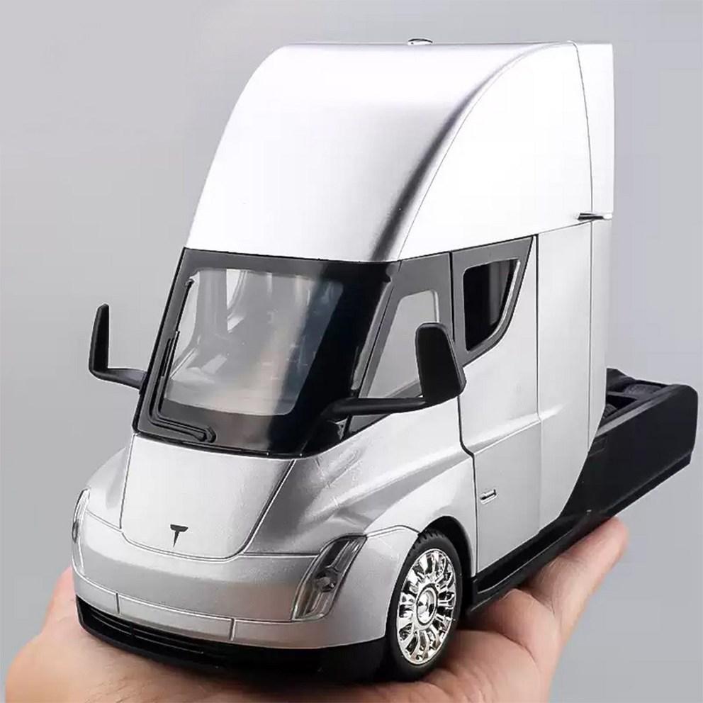 Tesla Semi Electric Truck 1:24 Scale Diecast Alloy Pull-Back Model Car - Silver
