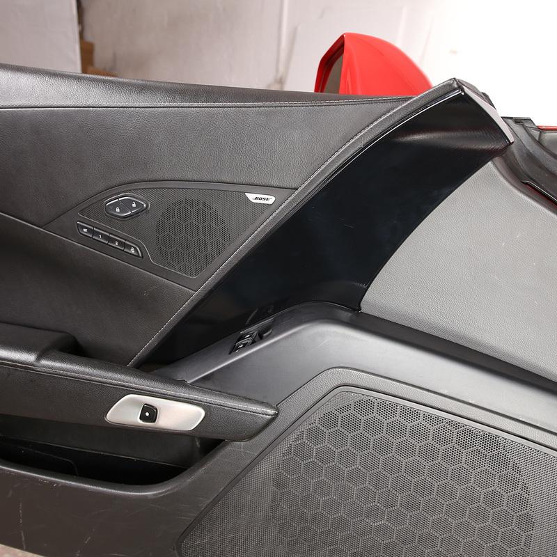 ABS Carbon Fiber Car Main driver's Inner Door Panel Cover Sticker Trim sticker For Chevrolet Corvette C7 2014-19 Car Accessories